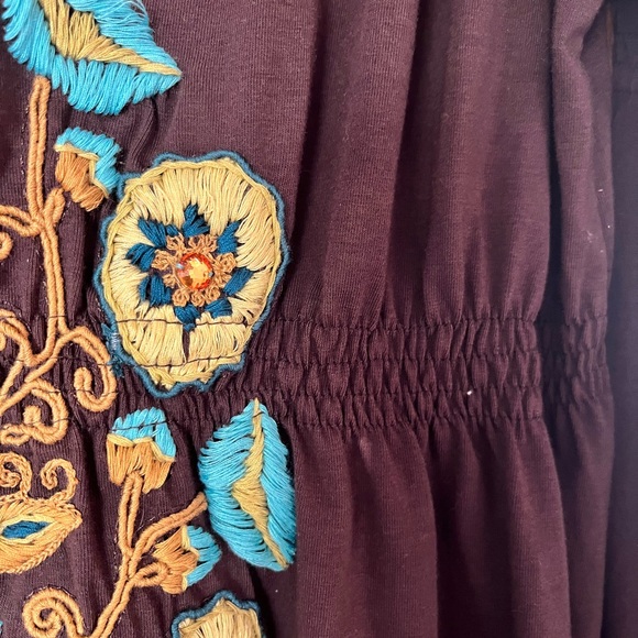 Double D Ranch Brown Dress with Bishop Sleeves and Square Neck - Picture 3 of 6